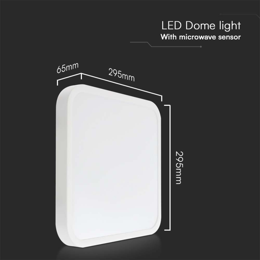 LED Kúpeľňové stropné svietidlo so senzorom SAMSUNG CHIP LED/18W/230V IP44 4000K 29x29 cm biela + diaľkové ovládanie