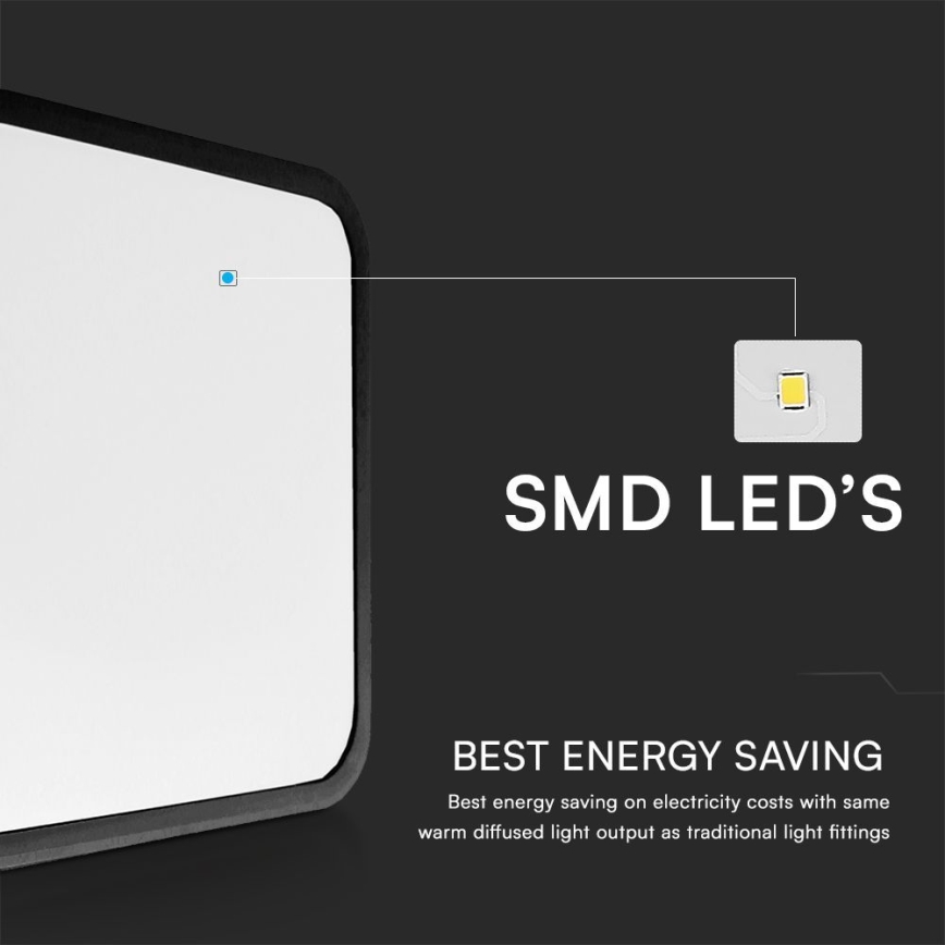 LED Kúpeľňové stropné svietidlo so senzorom SAMSUNG CHIP LED/18W/230V IP44 4000K 29x29 cm čierna + diaľkové ovládanie
