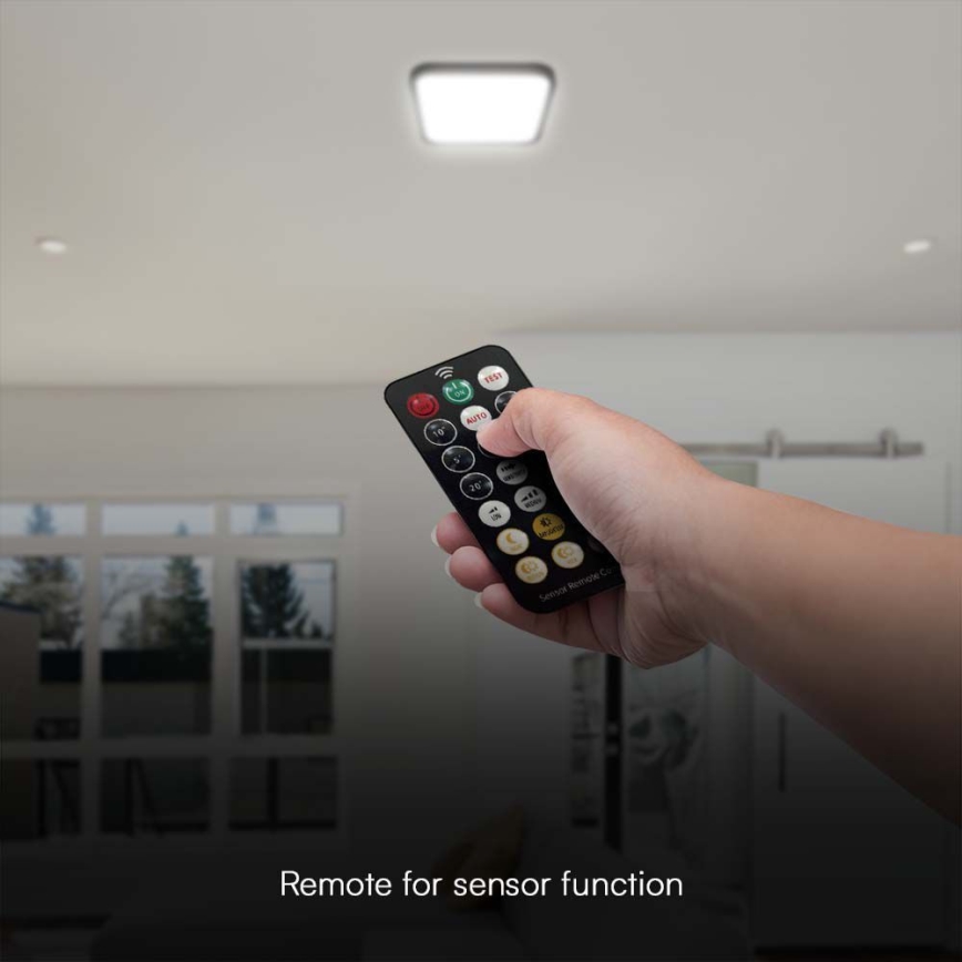 LED Kúpeľňové stropné svietidlo so senzorom SAMSUNG CHIP LED/18W/230V IP44 4000K 29x29 cm čierna + diaľkové ovládanie