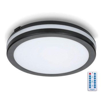 LED Kúpeľňové stropné svietidlo so senzorom LED/24W/230V 3000/4000/6500K IP65 pr. 30 cm čierna + diaľkové ovládanie