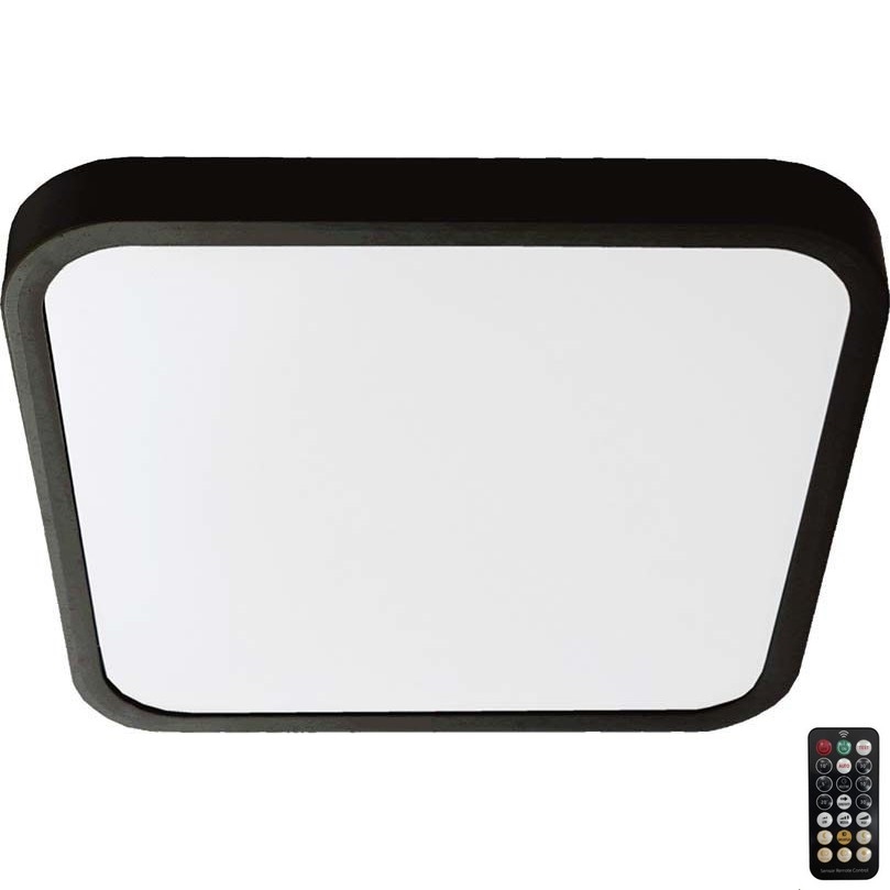 LED Kúpeľňové stropné svietidlo so senzorom LED/36W/230V 4000K IP44 42x42 cm čierna + diaľkové ovládanie