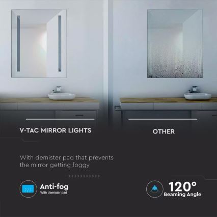 LED Kúpeľňové vyhrievané podsvietené zrkadlo LED/17W/230V IP44