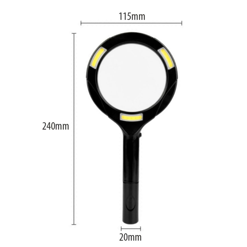 LED lupa 3× zväčšenie s podsvietením LED/3W/2xAA IP22