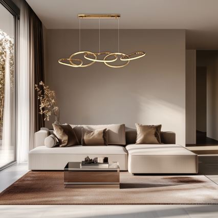 LED luster na lane ANNELI LED/45W/230V 125 cm zlatý