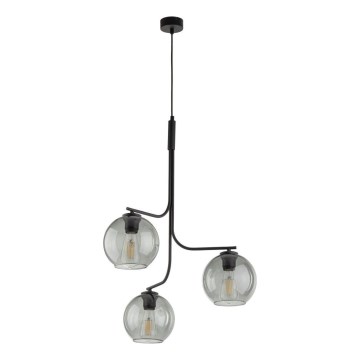 LED luster na lane CESAR 3xE27/15W/230V čierny/dymovo šedý