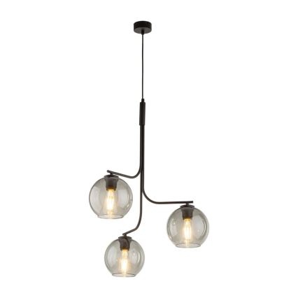 LED luster na lane CESAR 3xE27/15W/230V čierny/dymovo šedý