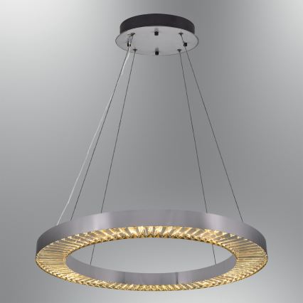 LED luster na lane JESI LED/85W/230V 3000K priemer 80 cm strieborný