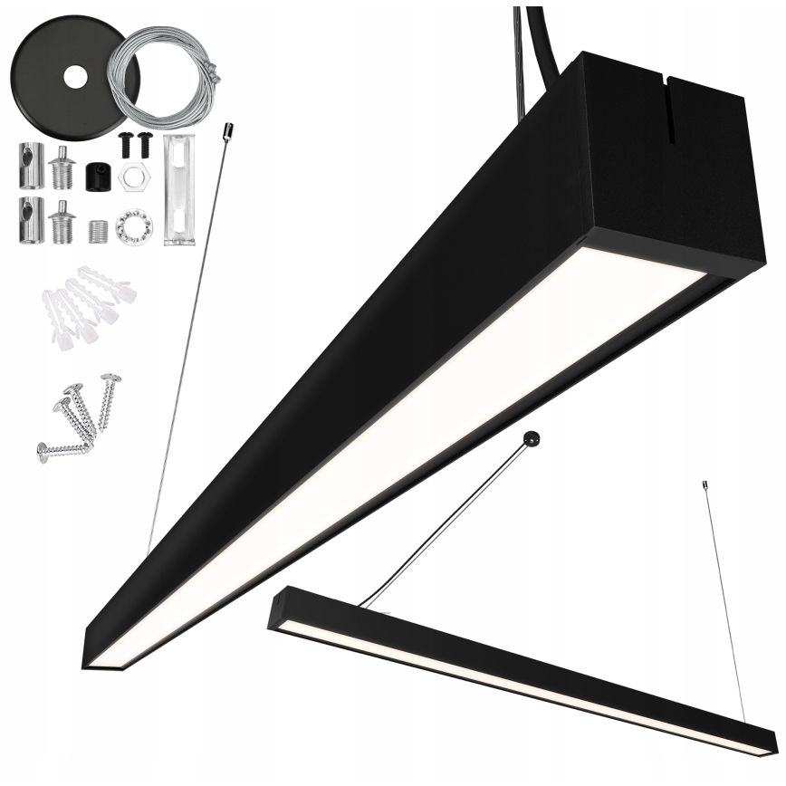 LED luster na lane/prisadený LED/44W/230V 6000K 120 cm čierny