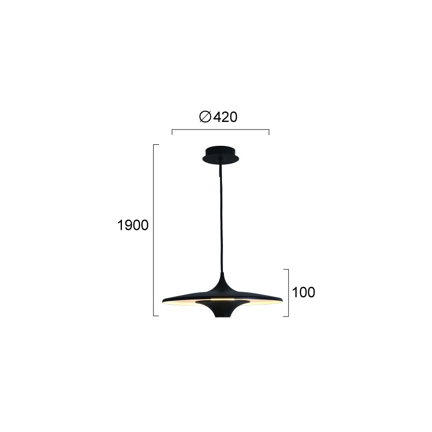 LED luster na lane RENE LED/19W/230V CRI 90 čierny