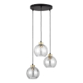 LED luster na lankách DEVI 3xE27/15W/230V čierna/číra