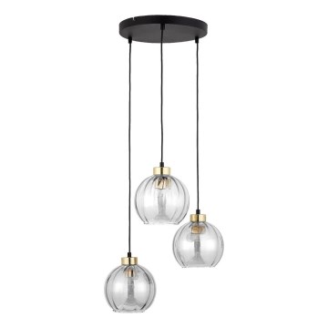 LED luster na lankách DEVI 3xE27/15W/230V čierna/číra