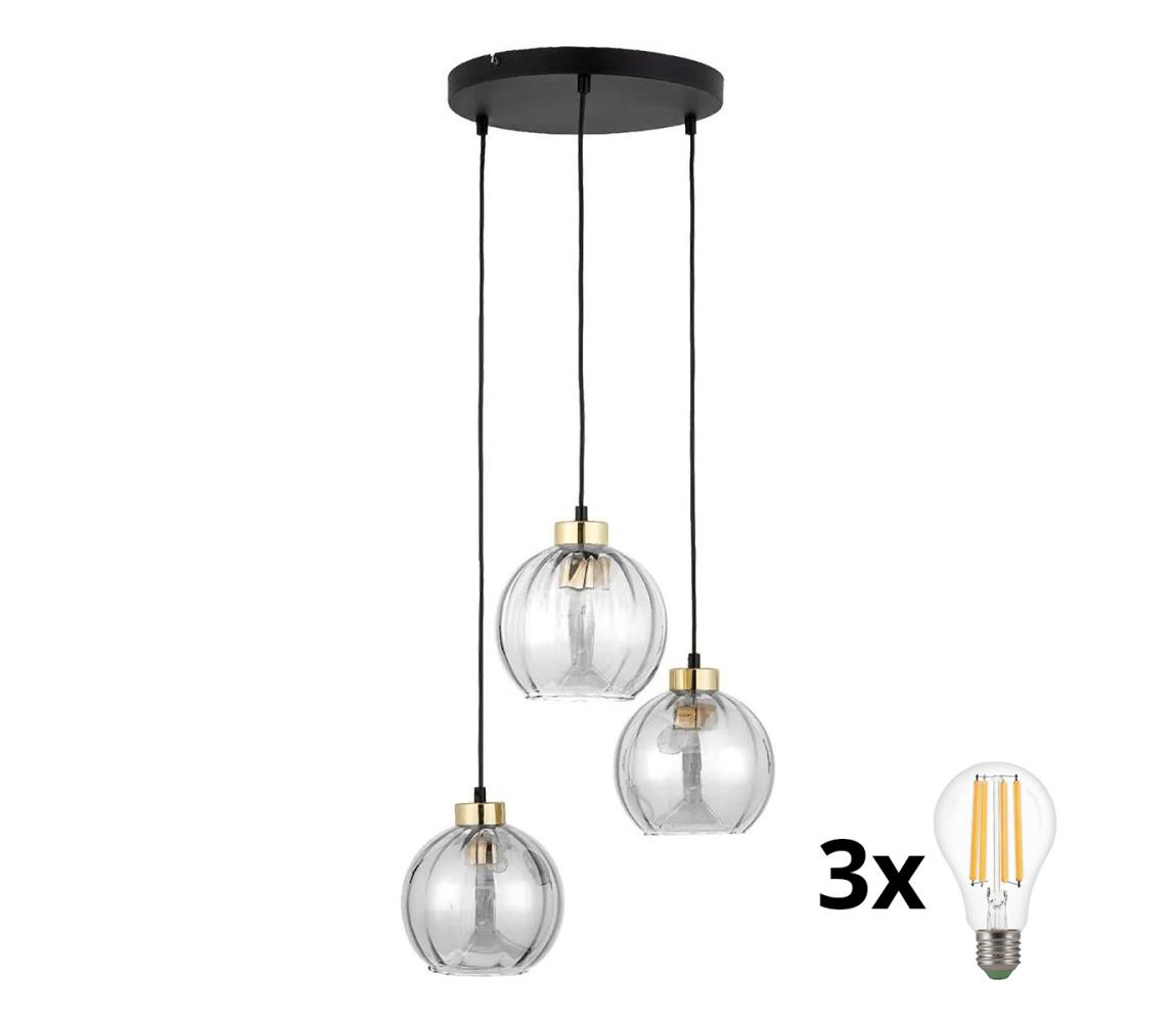 LED luster na lankách DEVI 3xE27/15W/230V čierna/číra 4579