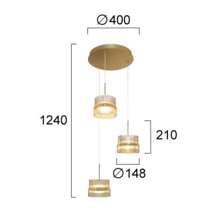 LED luster na lankách LUXE LED/34W/230V mosadz