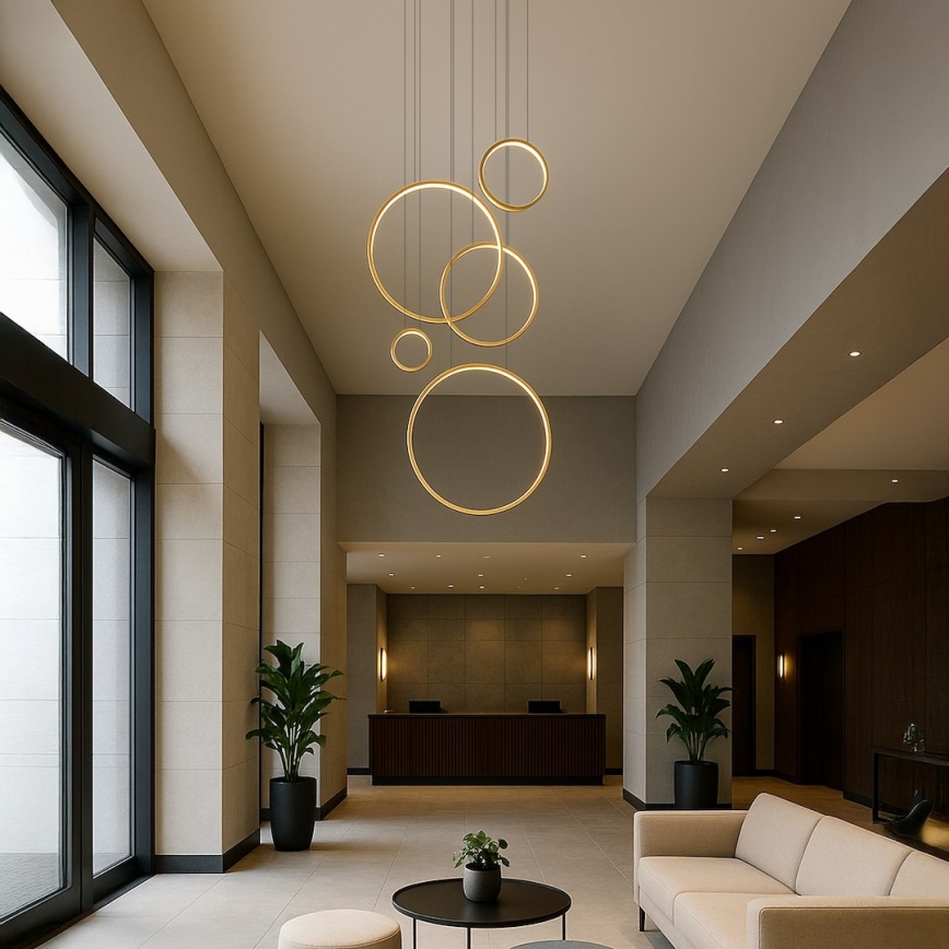 LED luster na lankách SATURNO LED/100W/230V zlatý