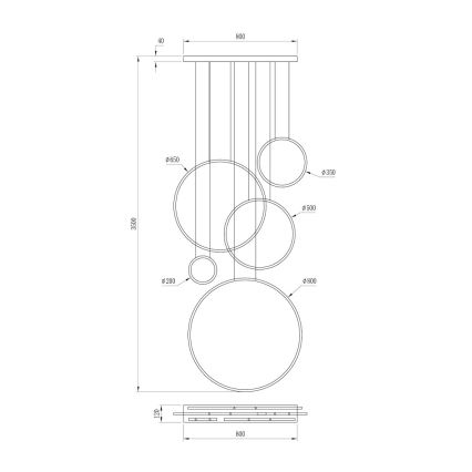 LED luster na lankách SATURNO LED/100W/230V zlatý