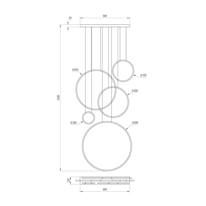 LED luster na lankách SATURNO LED/100W/230V zlatý
