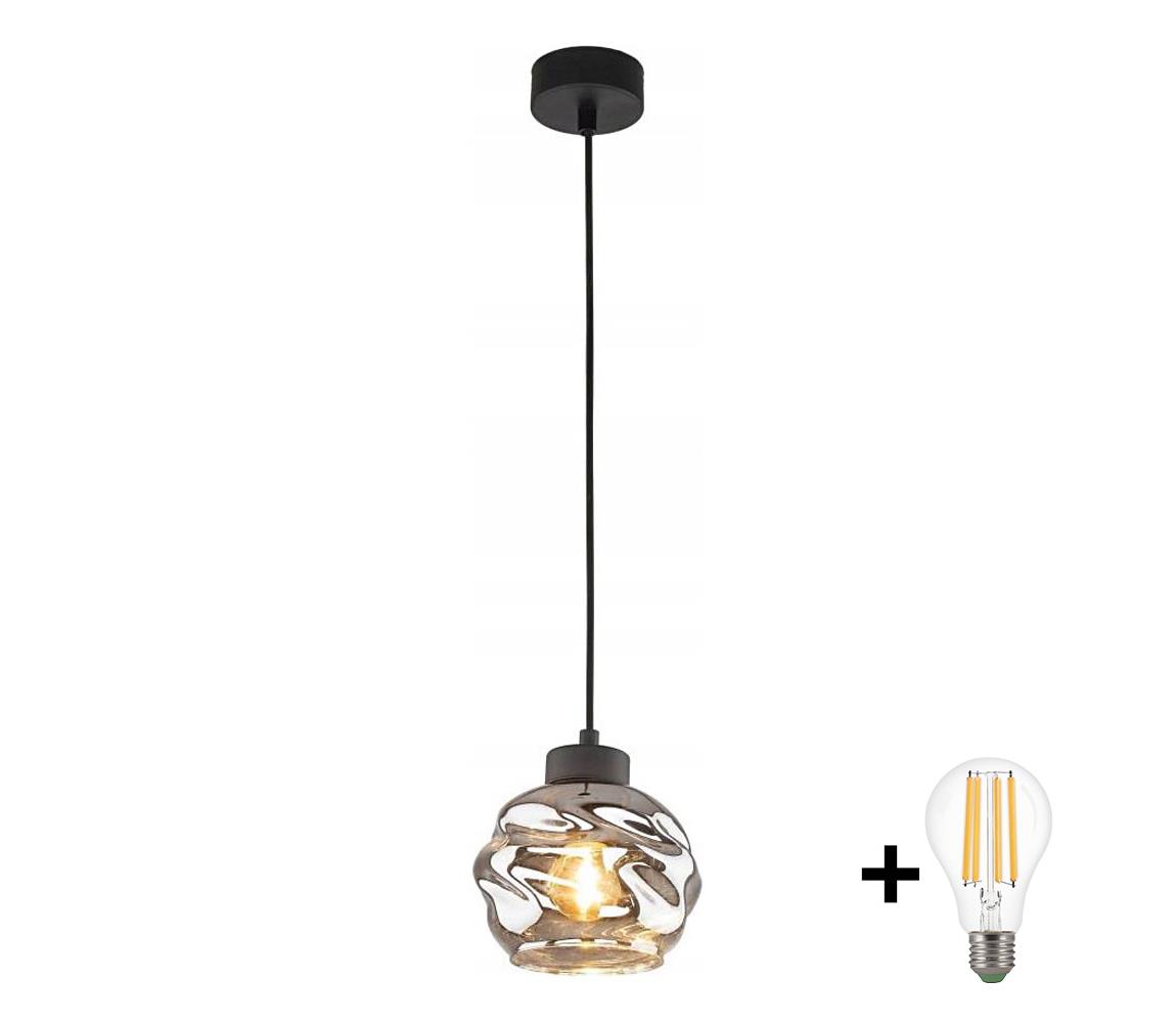LED luster na lankách ZULIA 1xE27/15W/230V čierna/dymová čierna 5724