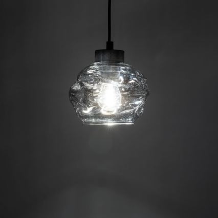 LED luster na lankách ZULIA 1xE27/15W/230V čierna/dymová čierna