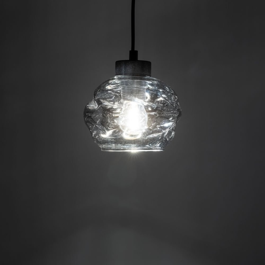 LED luster na lankách ZULIA 1xE27/15W/230V čierna/dymová čierna