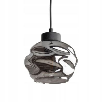 LED luster na lankách ZULIA 1xE27/15W/230V čierna/dymová čierna