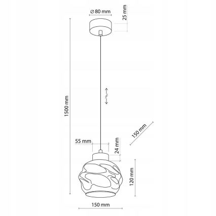 LED luster na lankách ZULIA 1xE27/15W/230V čierna/dymová čierna