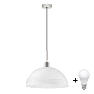 LED luster na lanku 1xE27/60W/230V biela/čierna
