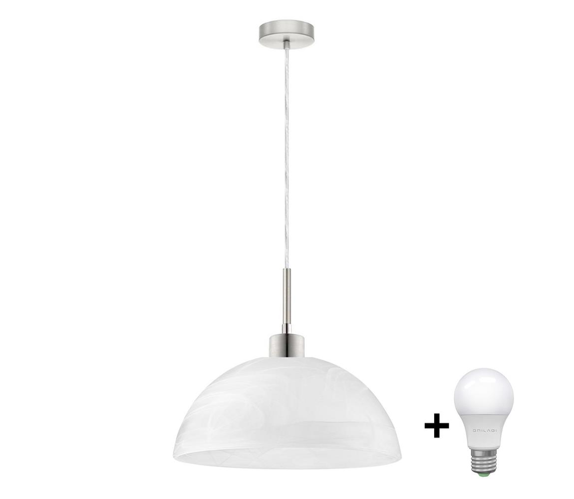 Eglo LED luster na lanku 1xE27/60W/230V biely/číry 1xEG32515+1xNSLA49427