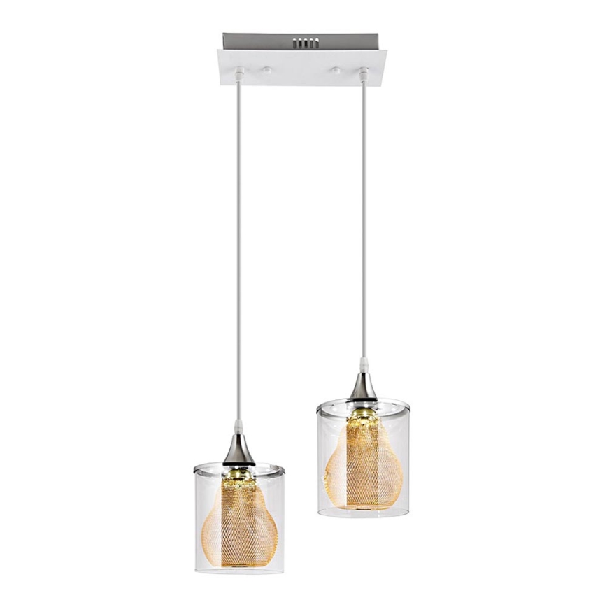 LED Luster na lanku 2xLED/5W/230V biela/číra