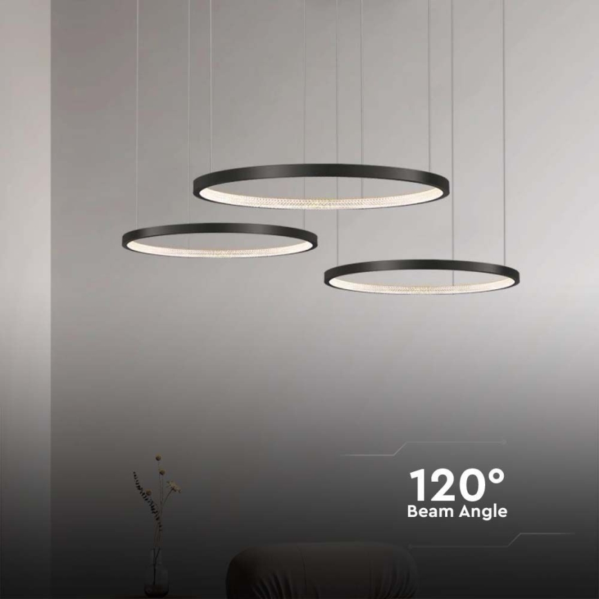 LED Luster na lanku 3xLED/19W/230V 4000K čierna