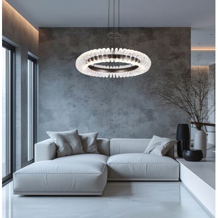 LED luster na lanku ALBA LED/39W/230V sivá/číra
