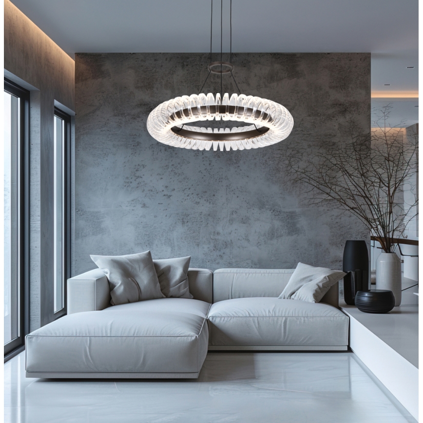 LED luster na lanku ALBA LED/39W/230V sivá/číra
