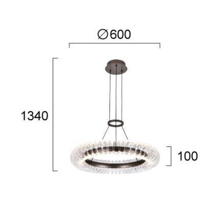 LED luster na lanku ALBA LED/39W/230V sivá/číra