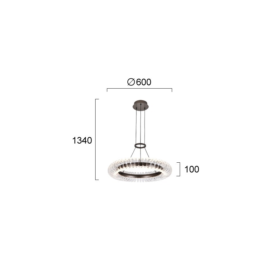 LED luster na lanku ALBA LED/39W/230V sivá/číra