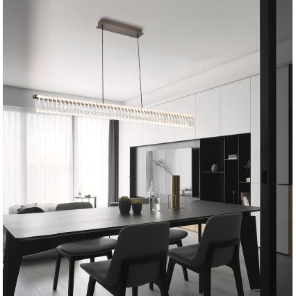 LED luster na lanku ALBA LED/39W/230V sivá/priehľadná
