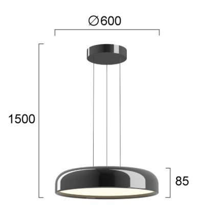LED Luster na lanku ALENSA LED/60W/230V CRI 94 čierna