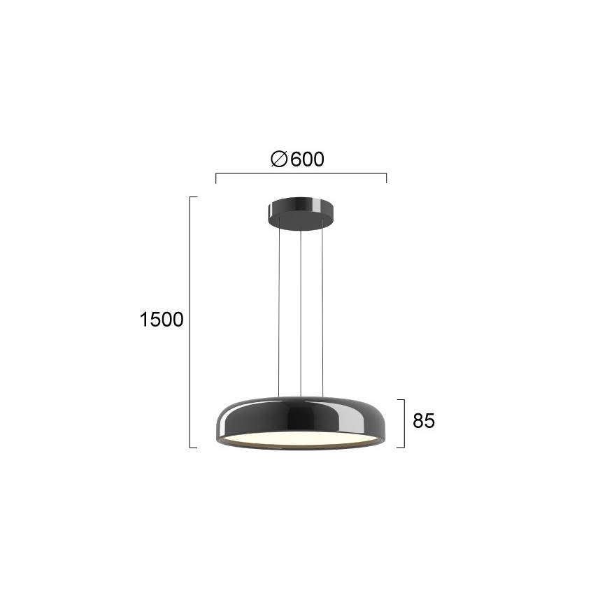 LED Luster na lanku ALENSA LED/60W/230V CRI 94 čierna
