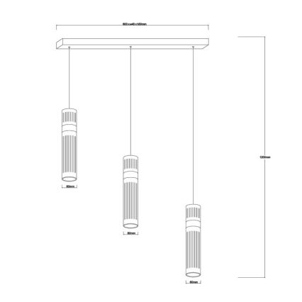 LED luster na lanku AMBIENTE 3xLED/6W/230V 3000/4000/6000K čierna