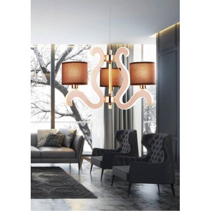 LED Luster na lanku AMBROSIA 3xE14/40W/230V + LED/18,4W medená