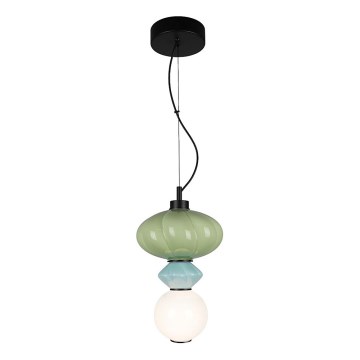 LED Luster na lanku ASCOLI LED/8W/230V pr. 20 cm zelená/modrá