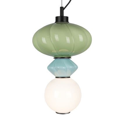 LED Luster na lanku ASCOLI LED/8W/230V pr. 20 cm zelená/modrá