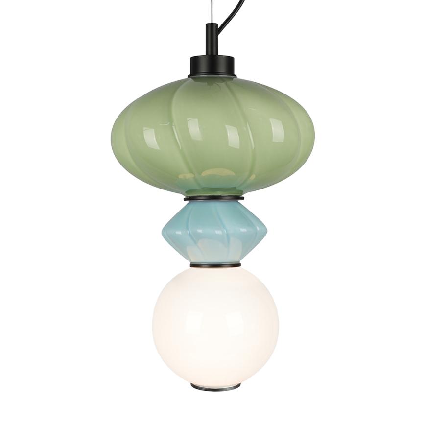 LED Luster na lanku ASCOLI LED/8W/230V pr. 20 cm zelená/modrá
