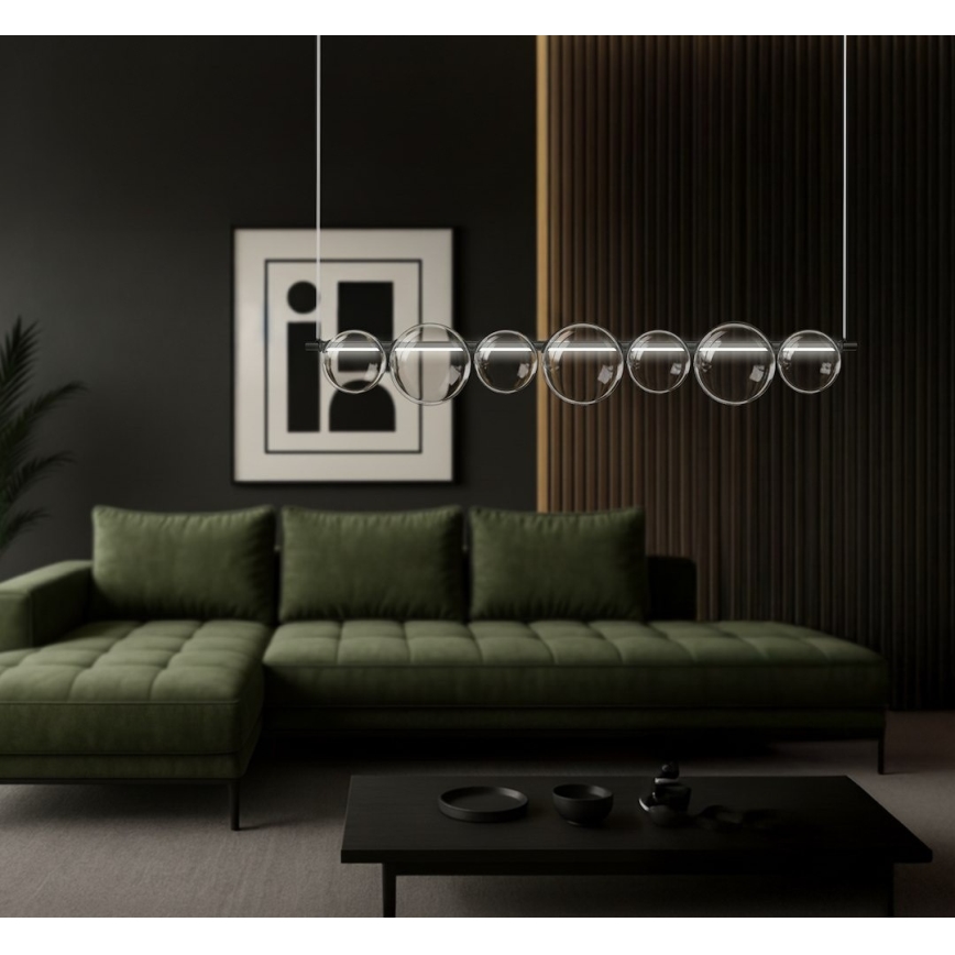 LED luster na lanku ATOLA LED/19W/230V čierna/číra