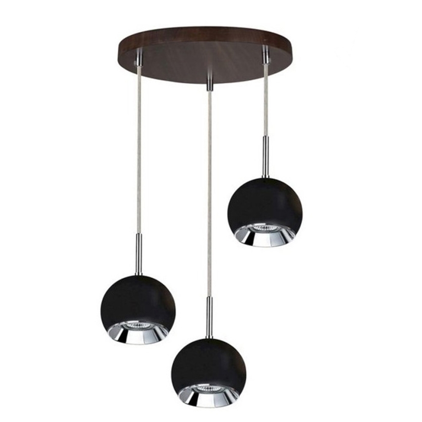 LED Luster na lanku BALL WOOD 3xGU10/5W/230V buk