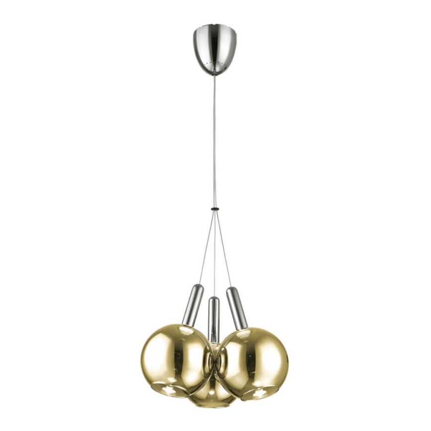 LED Luster na lanku BALLS 3xLED/5W230V zlatá/matný chróm