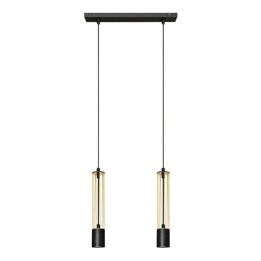 LED Luster na lanku BARS 2xGU10/4,8W/230V čierna/zlatá