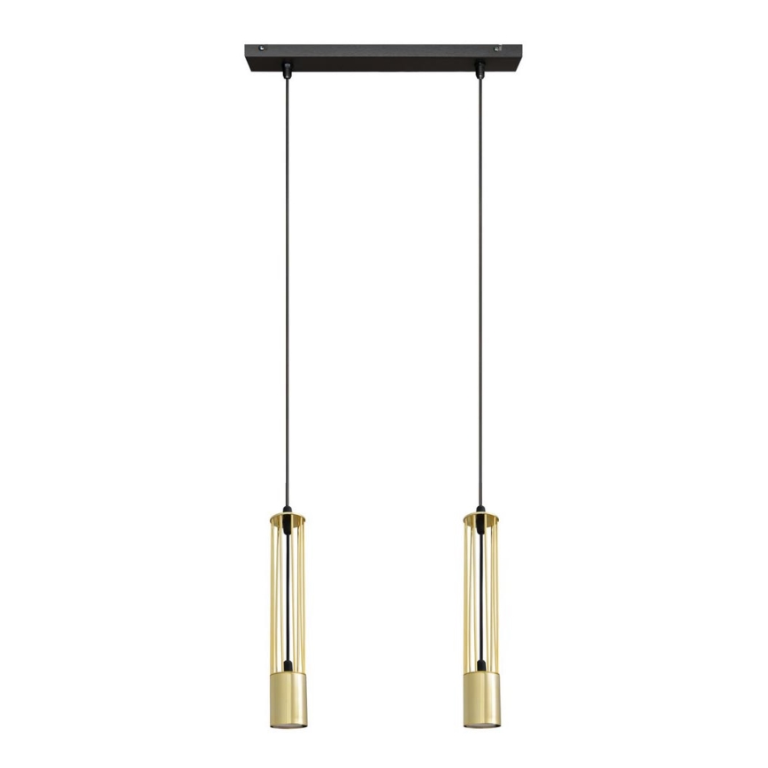 LED Luster na lanku BARS 2xGU10/4,8W/230V zlatá/čierna