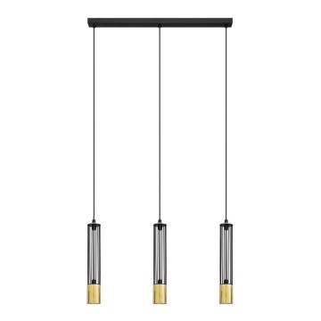 LED Luster na lanku BARS 3xGU10/4,8W/230V čierna/zlatá