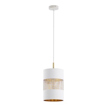 LED luster na lanku BOGART 1xE27/15W/230V biela/zlatá