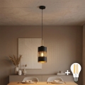 LED luster na lanku BOGART 1xE27/15W/230V čierna/zlatá