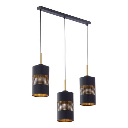 LED luster na lanku BOGART 3xE27/15W/230V čierna/zlatá